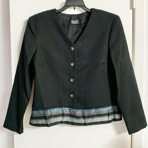 Women’s Black Embroidered Button Blazer Jacket - Size Large